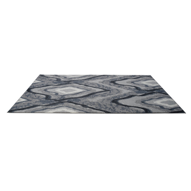 Gris/Tapis décoratif Ivoire abstrait Toronto, Rectangle 5 pi 3 po x 7 pi 6 po
