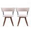 Chaises de salle à manger rembourrées modernes avec dossier incurvé, tissu beige et base en bois d'hévéa noyer, ensemble de 2