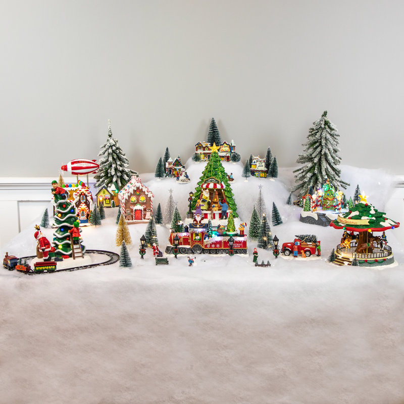 Mini-bouteille de pin et arbres de village de Noël, Argent
