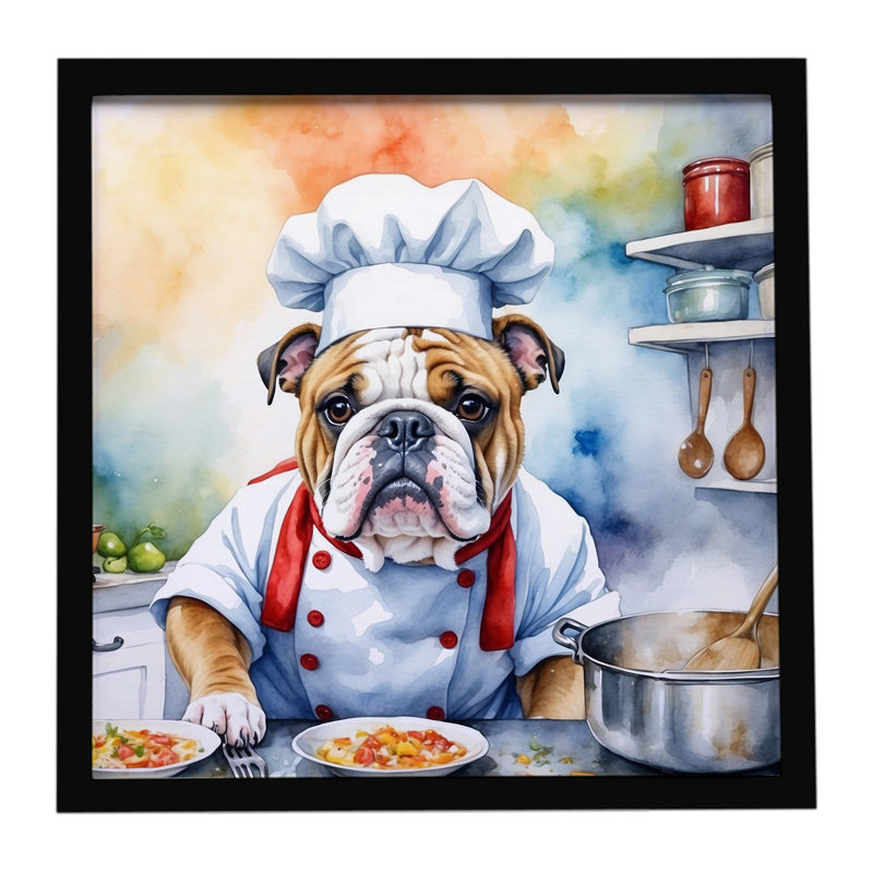 English Bulldog The Chef Framed Metal Print