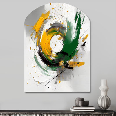 Clariano - Abstract Asymmetrical Metal Print, Yellow Arch Metal Wall Art