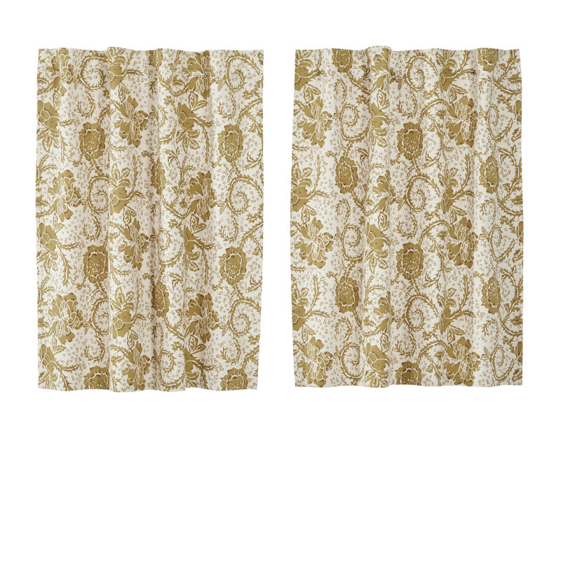 Cotton Floral Tailored Cafe Curtain, 36" H x 72" W