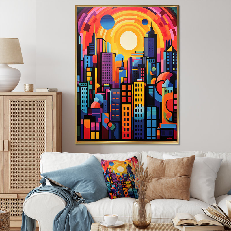 «City Honolulu Popart I» sur toile, H 20 po x l 12 po x P 1 po, Cadre flottant doré