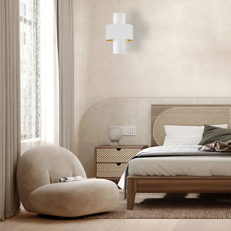 Klisha 4 - Light Dimmable Drum Chandelier, Aged Brass, White/Gold/White