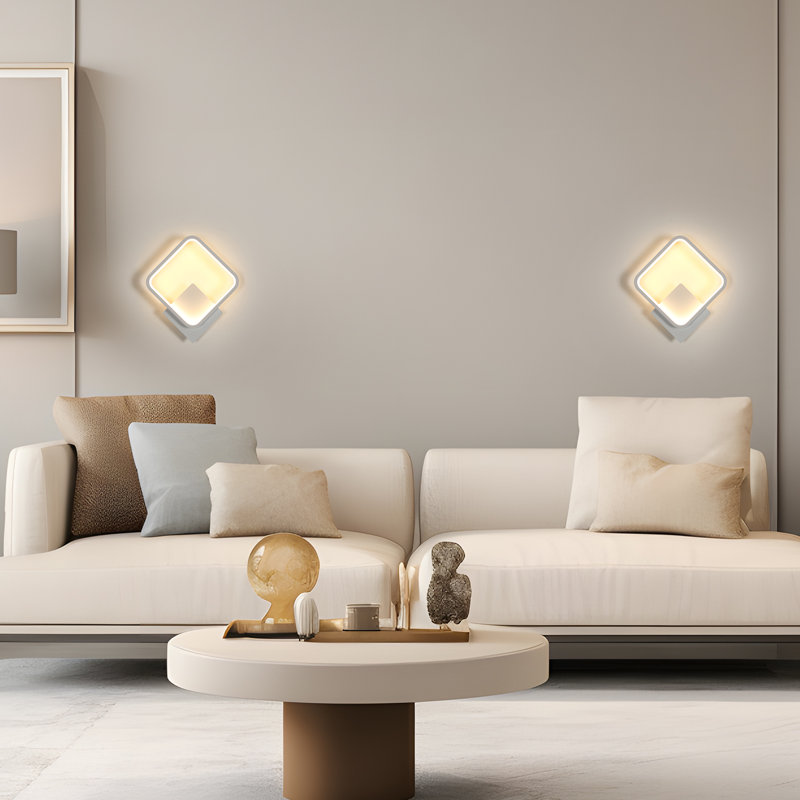 Square 30cm LED Aluminium Wall Light, White