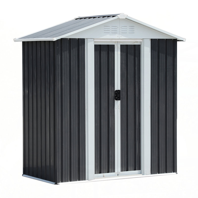 5X3 Feet Dark Grey Outdoor Storage Shed With Aluminum Alloy Frame, Black, 72.48" H x 62.22" W x 33.12" D
