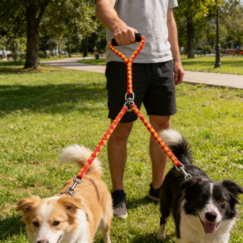 Corde de traction pour animaux de compagnie, Jaune / rouge