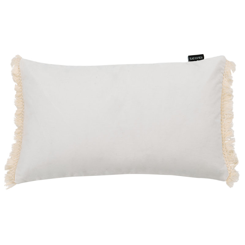 Sorena Ivory Geometric Cotton Rectangular Throw Pillow