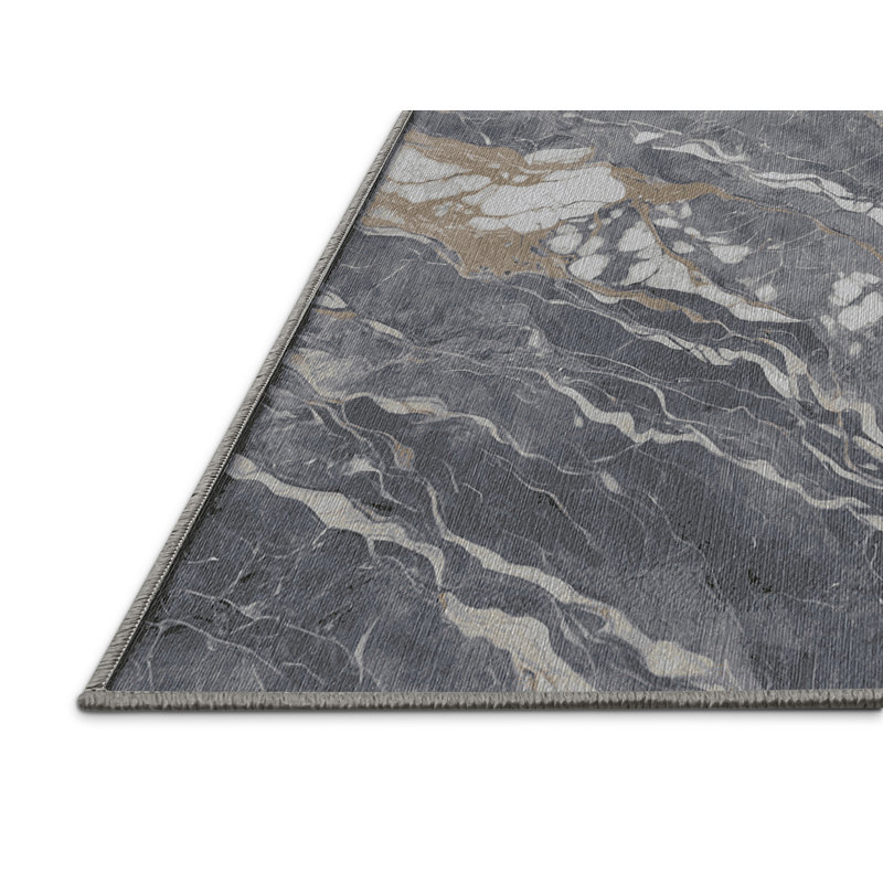 Machine Washable Gray Area Rug, Rectangle 7' x 10'