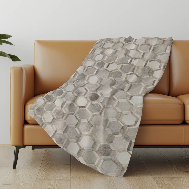Jeté en sherpa Addison, Double octogone géométrique gris