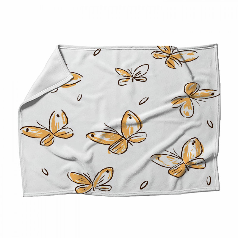 Jeté en molleton Butterfly - Jeté d'insectes pour canapés ou lits, L 68 po x H 80 po