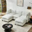 Canapé modulaire 96,5 po pour le salon, canapé rembourré en tissu de chenille doux avec rangement, canapé 3 places avec deux repose-pieds beige-448244933