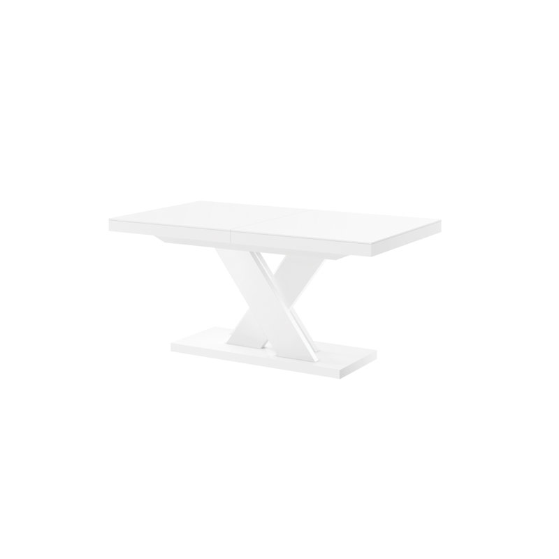 256cm Solid Oak Pedestal Dining Table, High Gloss White