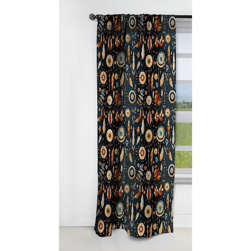 Motif rétro Boho de nomade Ii - rideau abstrait boho - rideau occultant abstrait - 1 panneau, L 52 po x L 84 po