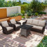 Outdoor Wicker Patio Conversation Furniture Set with Optional Fire Pit Table