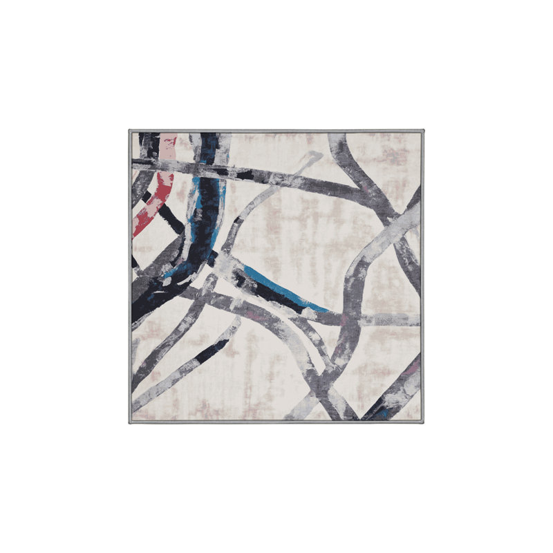 Tapis gris soyeux et moelleux, Carré 7 pi