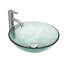 Lavabo vasque hypnotique artistique pour salle de bain avec bonde escamotable, verre trempé, garniture noire, 5,76 pouces de hauteur, cuve pratique en verre idéale pour la maison, 16,5 de large
