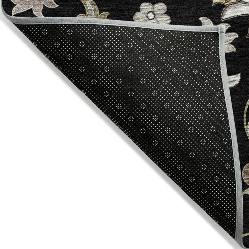 Machine Washable Indoor/Outdoor Chayden ACN1006 Black Rug, Rectangle 8' x 10'