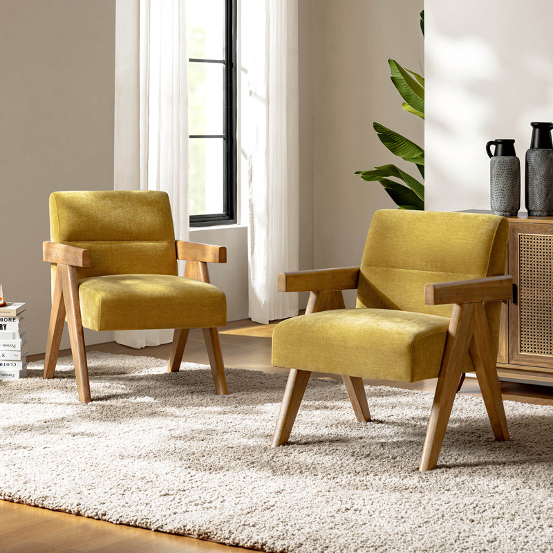 Ensemble de 2 chaises d'appoint Donohoe, Moutarde