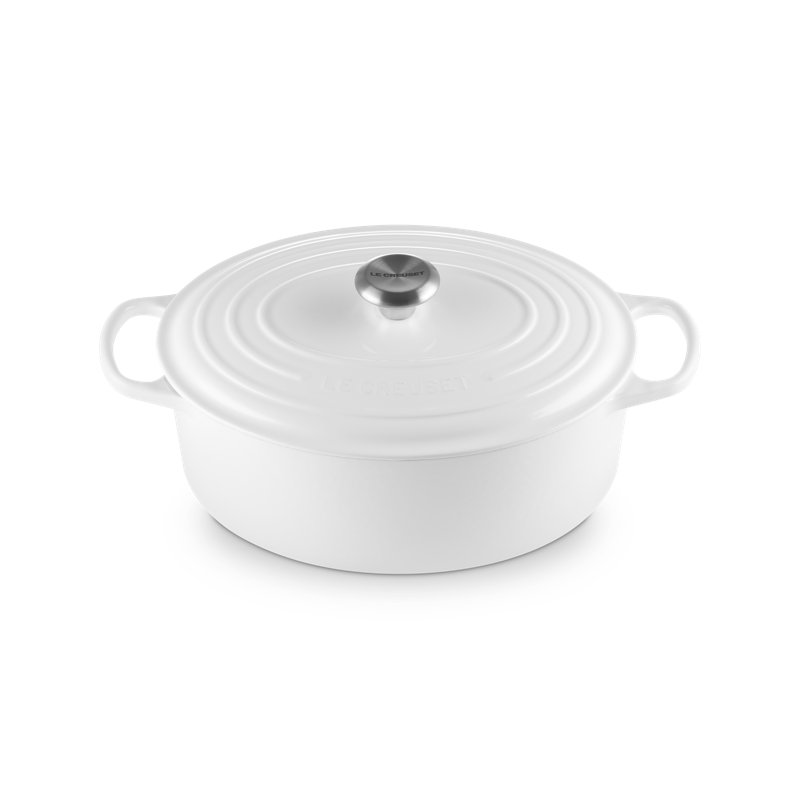 Le Creuset Signature Cast Iron 9-Piece Cookware Set, Artichaut, White