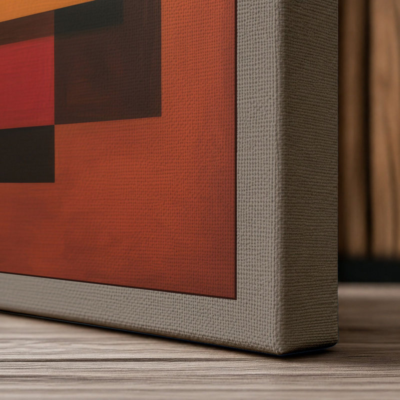 Geometric Earth Tones Abstract - Wrapped Canvas, 30x20 - 76.2 x 50.8 cm, Taupe Border