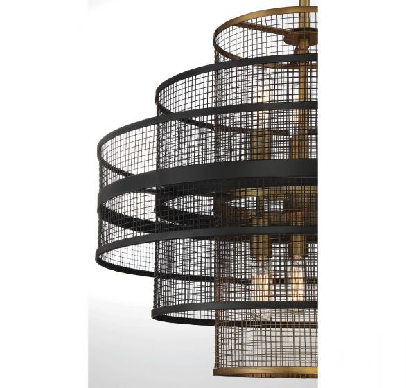 Luminaire suspendu noir mat 6 lumières Granten