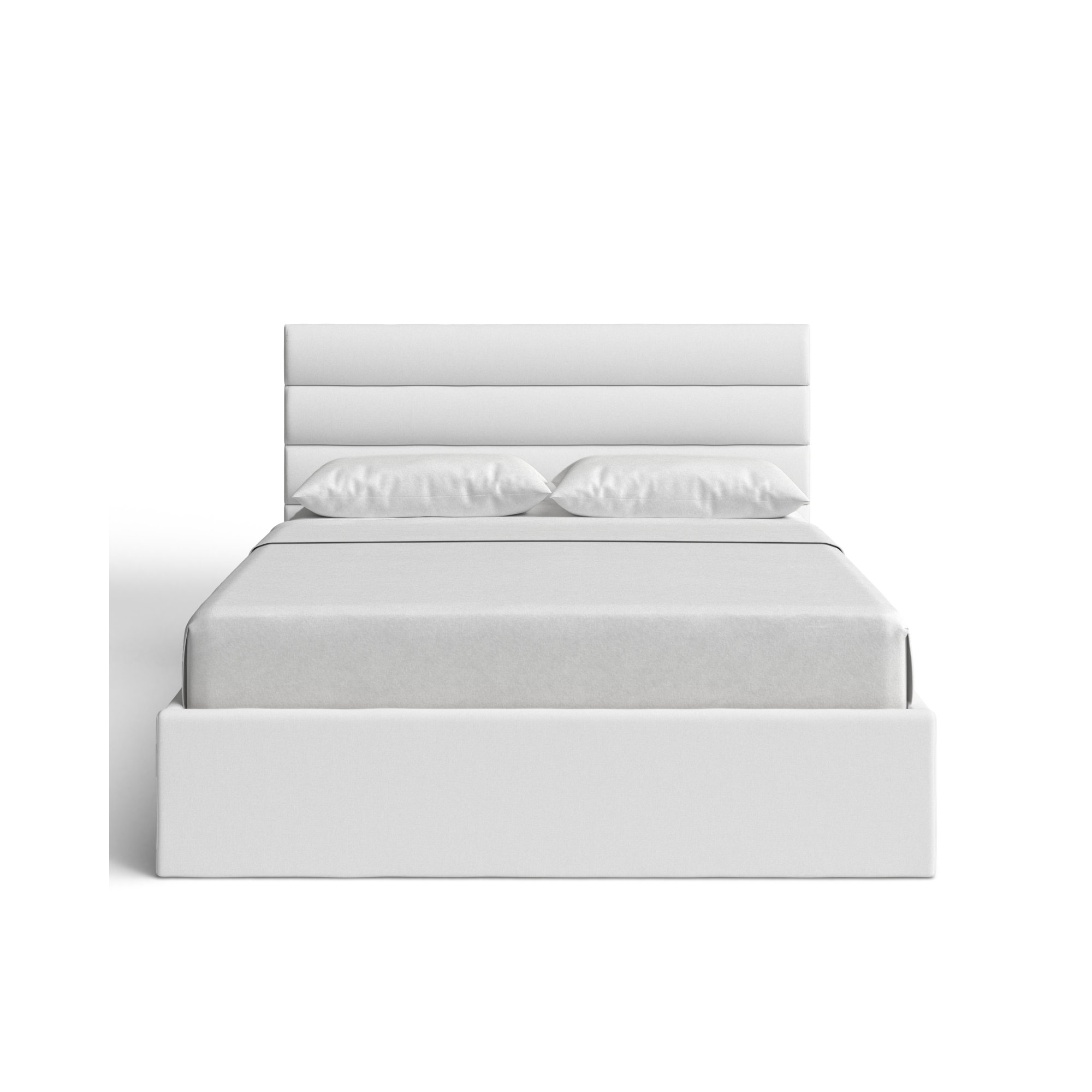 Ruma Upholstered Platform Bed, White, Queen