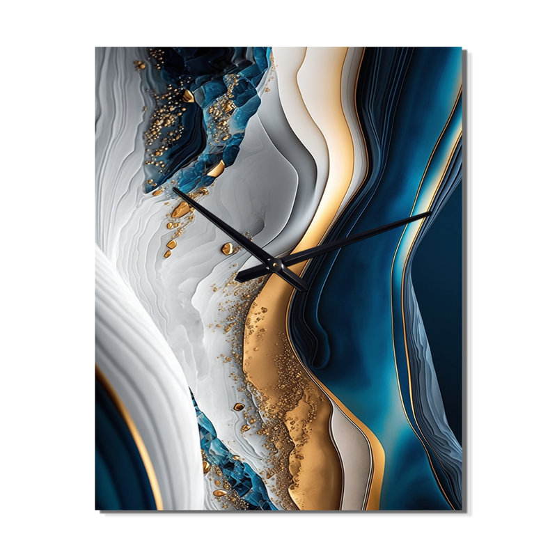 Abstract Geode Waves II - Horloge murale abstraite, H 40 po x l 30 po x P 1 po