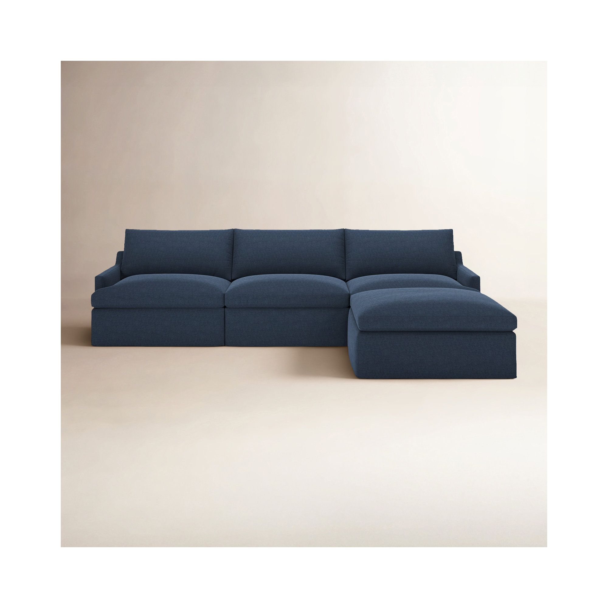 Wrenley 4-Piece Slipcovered Modular Sectional, Drusky Navy Sustain® Basketweave