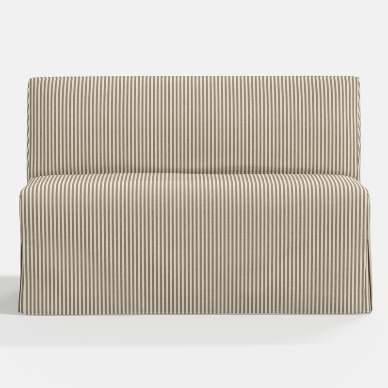 Banc rembourré Stoffer Home x Fabric and Co. Lindy, Toile de jute rayée Jane