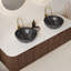 Meuble-lavabo de salle de bain 60 po, 2 tiroirs, 2 cuves en céramique et un plateau en pierre frittée Carrara blanc préassemblé, grain de bois foncé -865085470