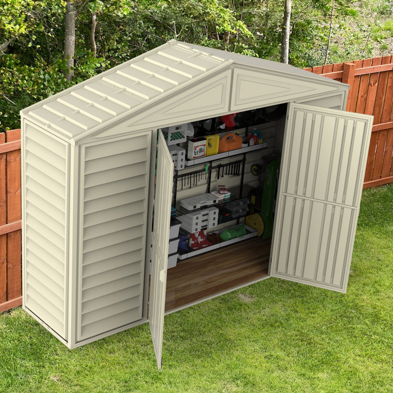 Beige 10.5 ft. x 2.8 ft. Vinyl Storage Shed Kit