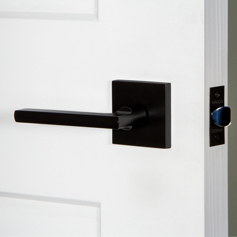 Viaggio Circolo Rosette Double Dummy, Modern Industrial Lever Handle, Square, Satin Black