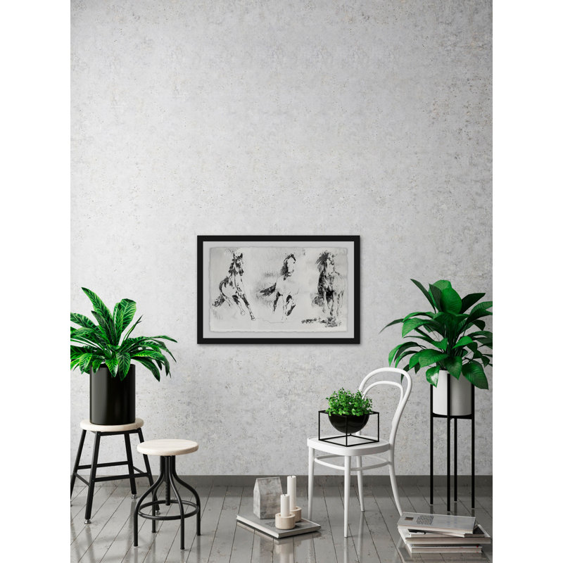 « running cheval 2 », reproduction encadrée, H 8 po x l 12 po x P 1,5 po