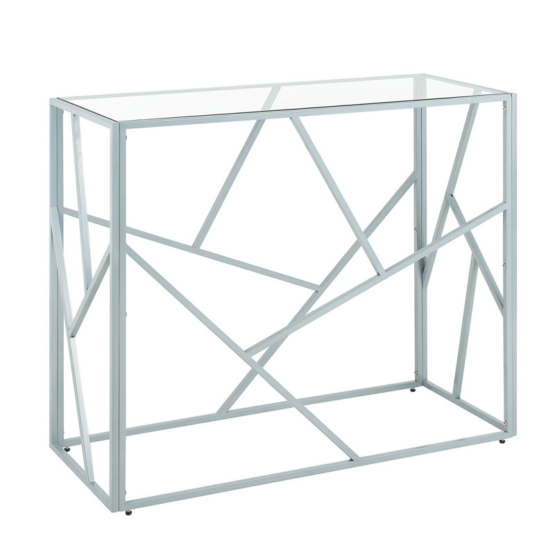 Emmalee 100cm Glass Top Console Table, Silver