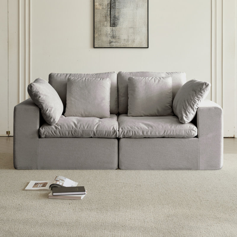 Canapé-lit modulaire Boneless, Gris clair