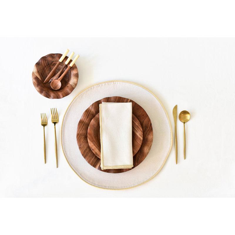 Ecru Cotton Blend Round Placemats Set of Four