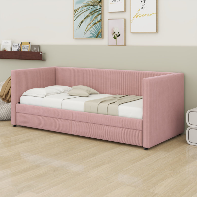 Daybed With Two Drawers, Pink