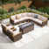 Outdoor Wicker Patio Conversation Furniture Set With Swivel Chairs And Firepit Table