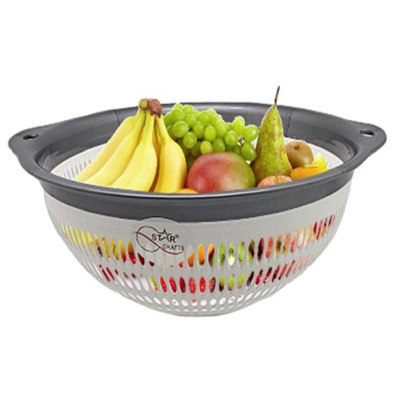 Plastic Colander with Rim, Gray