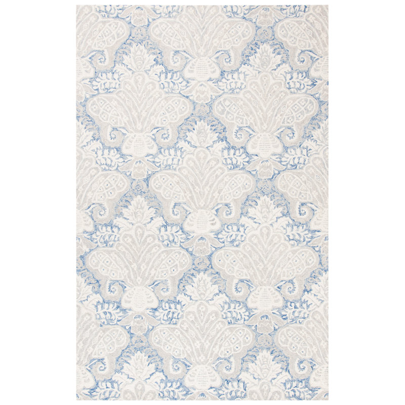 Tapis ikat en laine et en coton touffeté à la main Hitz, Rectangle 2 pi 3 po x 5 pi