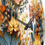 Horloge murale beige et orange à couronne de fleurs III-93381279