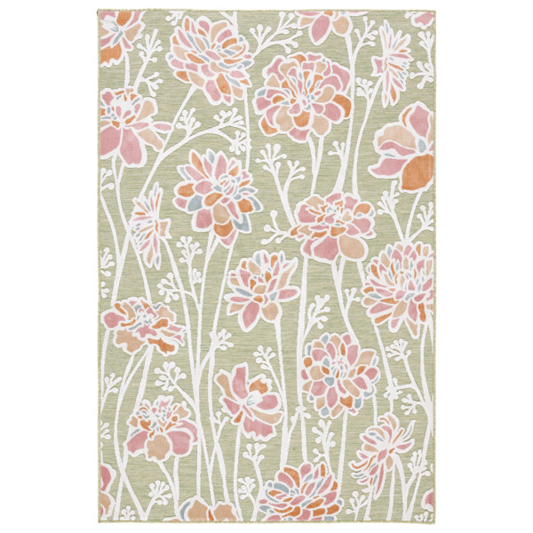 Lark Manor Mattalyn Green/Pink Indoor/Outdoor Rug & Reviews | Wayfair