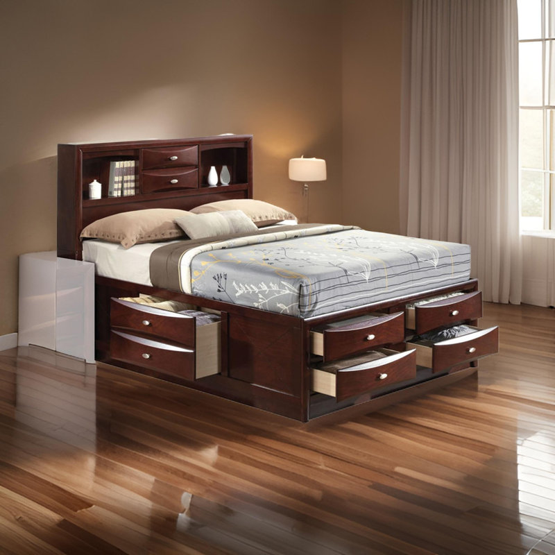 Gurtrude Bookcase Bed, Eastern King, Brown