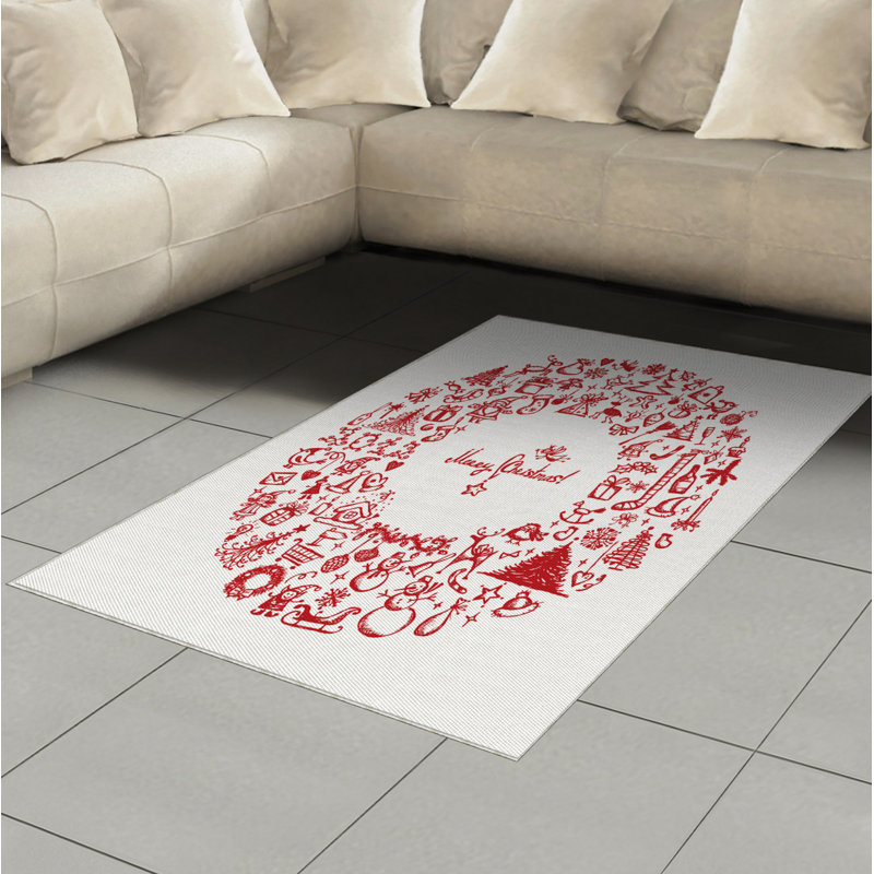Tapis décoratif de Noël à haute densité en fibres de polyester à longs fils, Rectangle— 4 pi x 5 pi 8 po