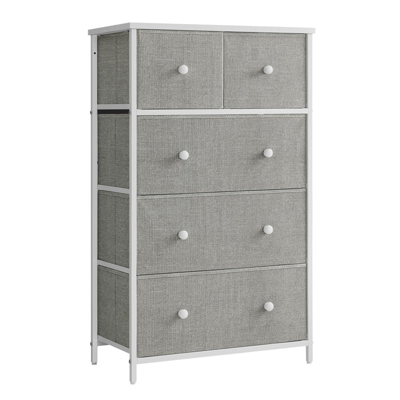 Adeoye 5 - Drawer Chest of Drawers, Light Grey/White