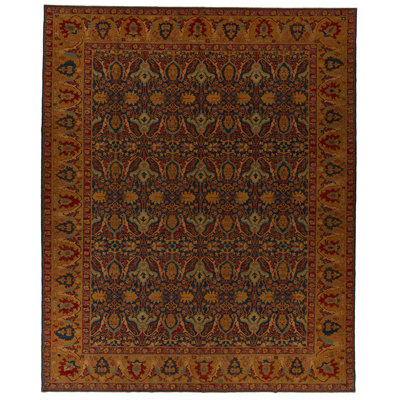 11x13 Blue and Gold Turkish Traditional Rug