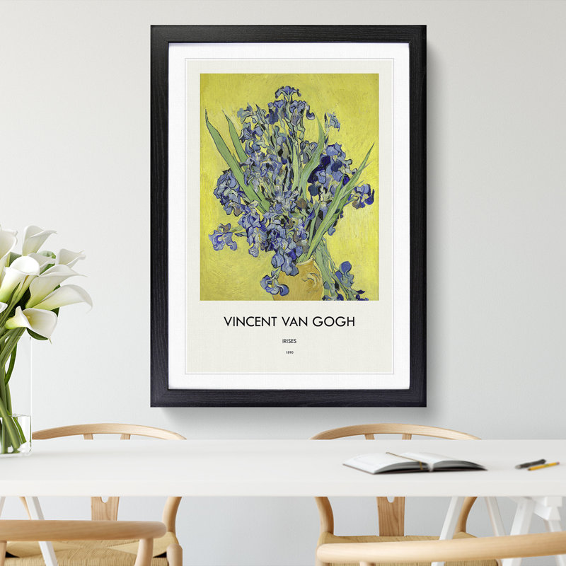 Iris Flowers in a Vase by Vincent Van Gogh - Picture Frame Art Prints, 65cm H x 48cm W x 2cm D, Black Framed