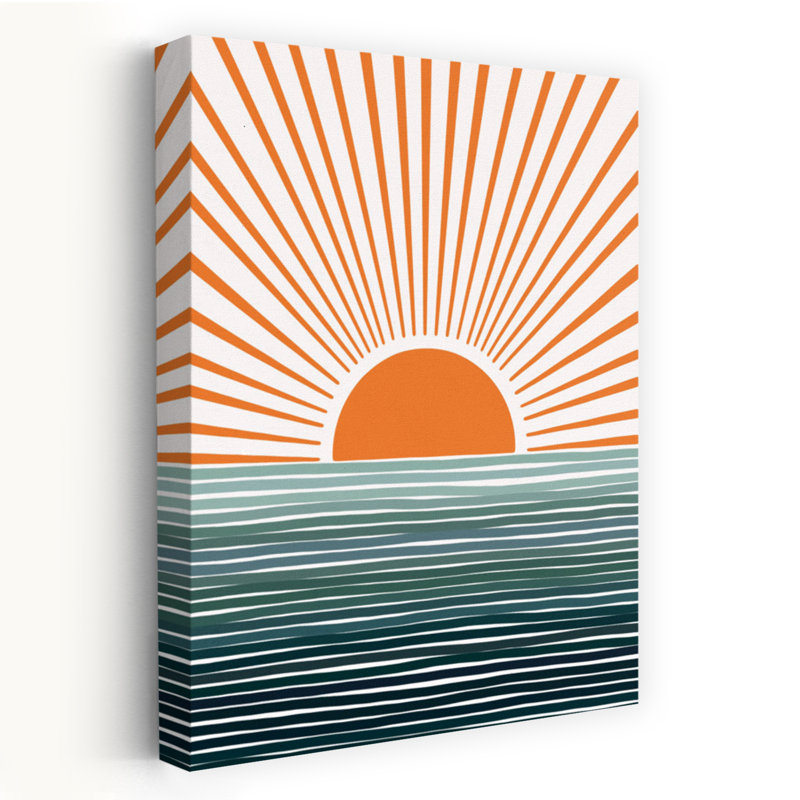 Sunrise Over The Sea Abstract Contemporary Wall Art Print, 60.96cm H x 40.64cm W