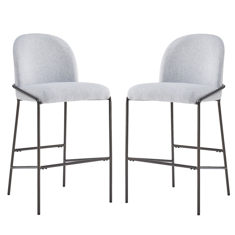 Galen Indoor Metal Upholstered Barstool (No Including  Table), Gray